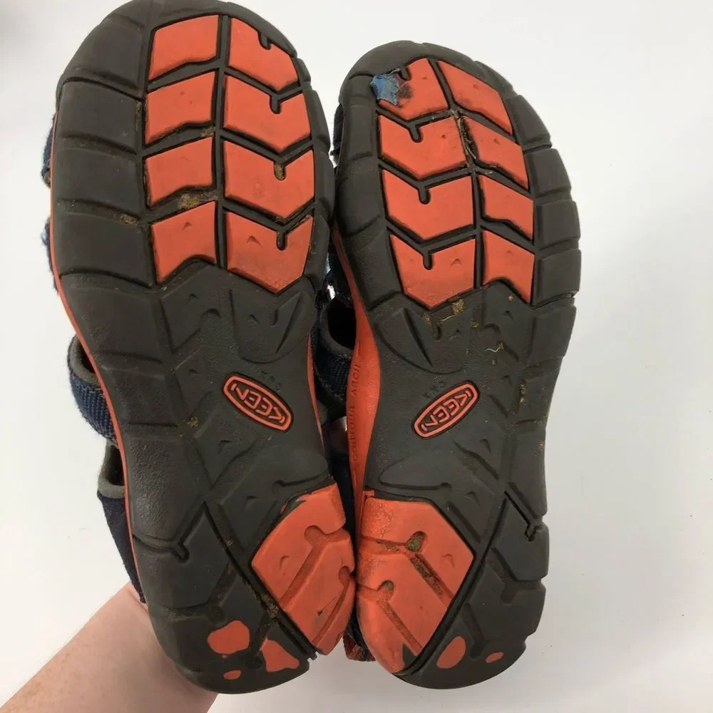 Keen Sandals Boys Size‎ 3 Navy Blue Orange Waterproof